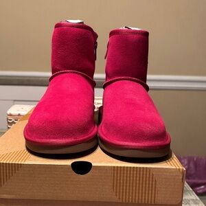 Vibrant Pink Suede Ankle Boots